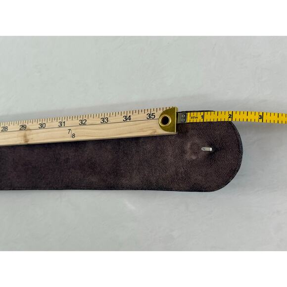 Genuine Ostrich Wide Leather Belt Womens Size Medium Dark‎ Brown - Picture 11 of 14